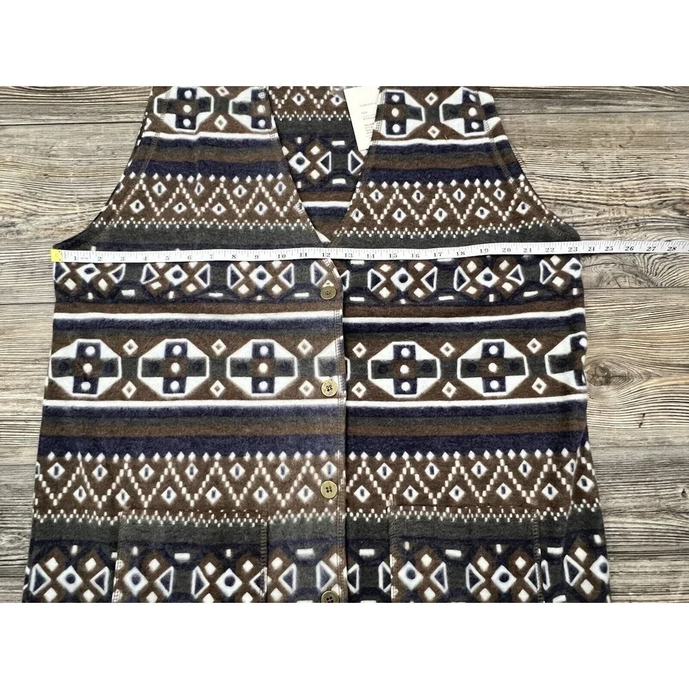 Vtg Lauren Brooke Leisure Wear Fleece Vest Women's M‎ Southwestern Aztec Print